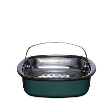 Preview: Riess Email Dampfgarer mit Glasdeckel und Gareinsatz 3-tlg. Nouvelle Teal
